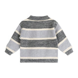 Rugby Stripe Polo Knit Baby Pullover & Pants Set (Charcoal)