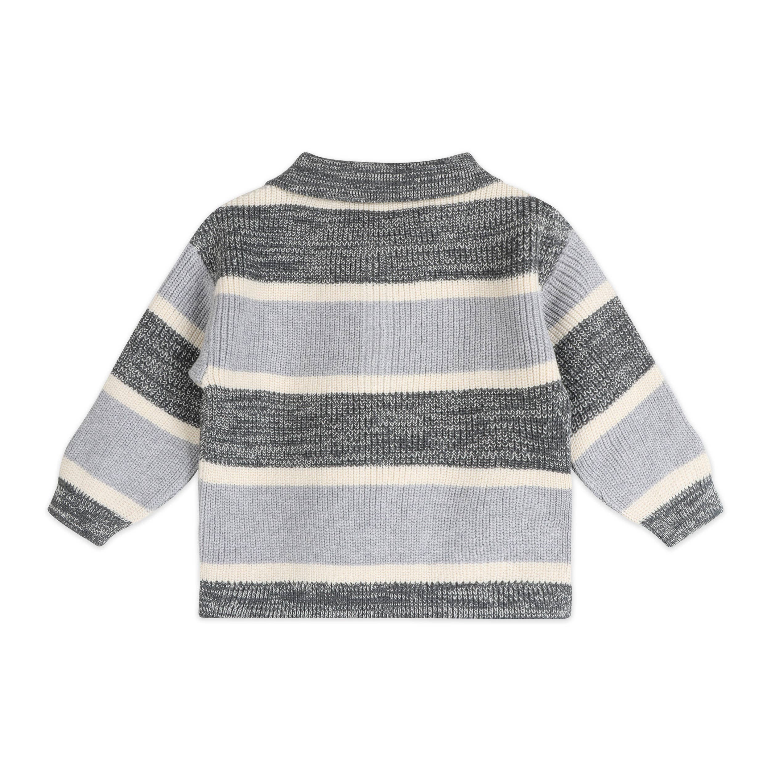 Rugby Stripe Polo Knit Baby Pullover & Pants Set (Charcoal)