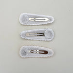 (#31) Fabric Hair Clip Snap Barrettes (2) - Mint Gingham