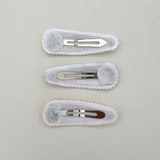 (#31) Fabric Hair Clip Snap Barrettes (2) - Mint Gingham