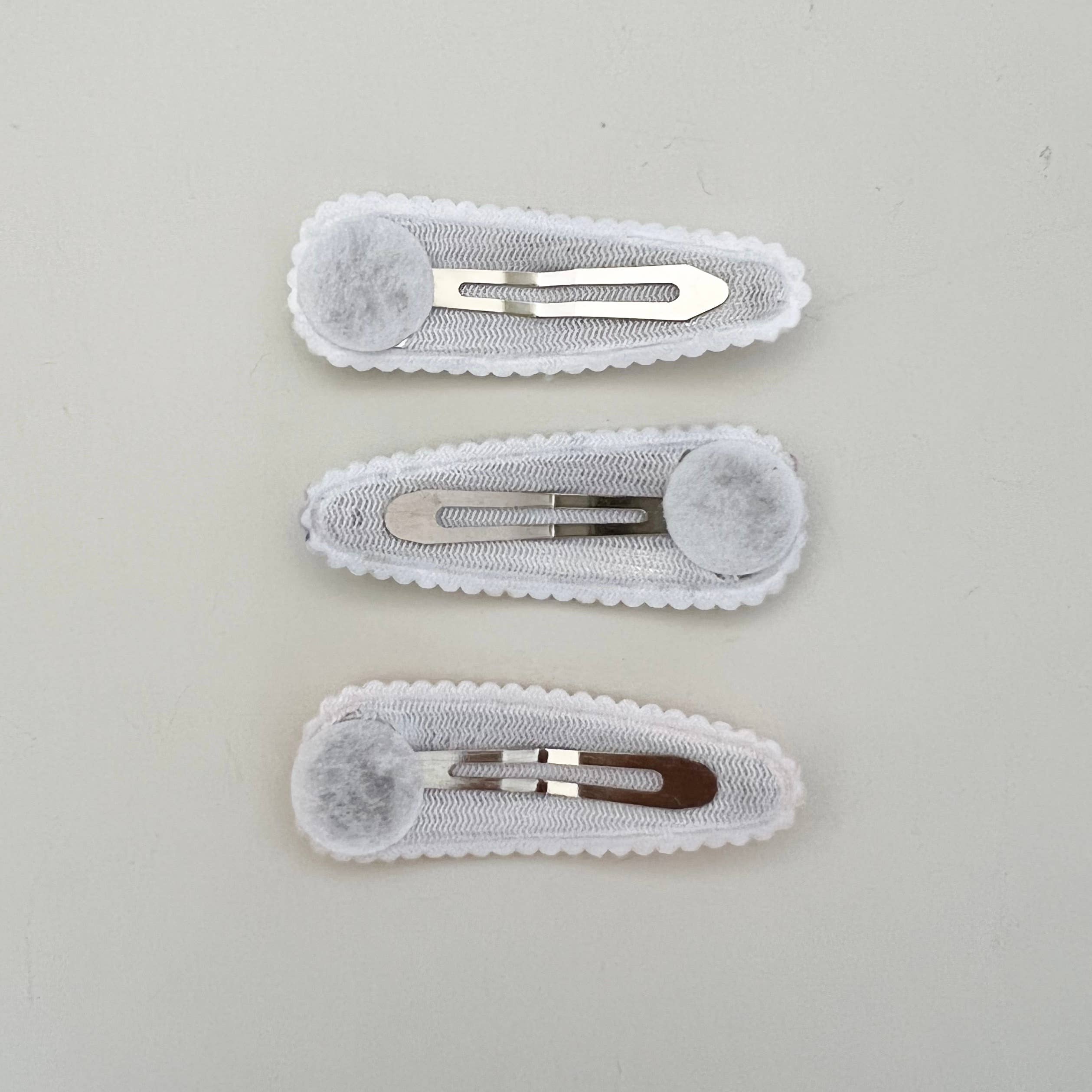 (#31) Fabric Hair Clip Snap Barrettes (2) - Mint Gingham