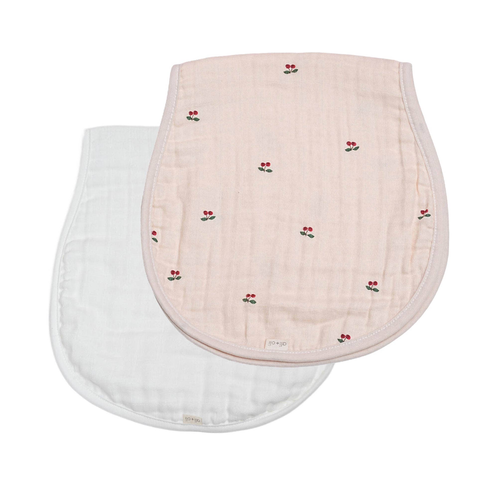 Bamboo Muslin Burp Cloth Set (Cherry/White)