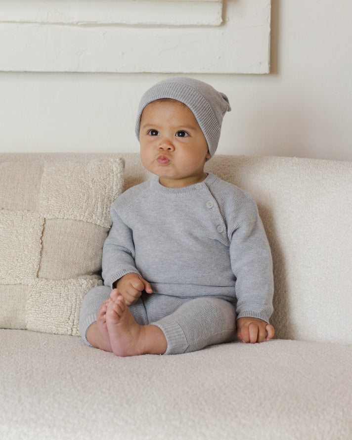 Baby Bear Beanie (Heathered Dusty Blue)