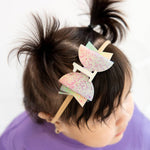 1st Birthday Bow Headband (Pastel Rainbow)