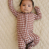 Bamboo Zip Romper (Chocolate Gingham)