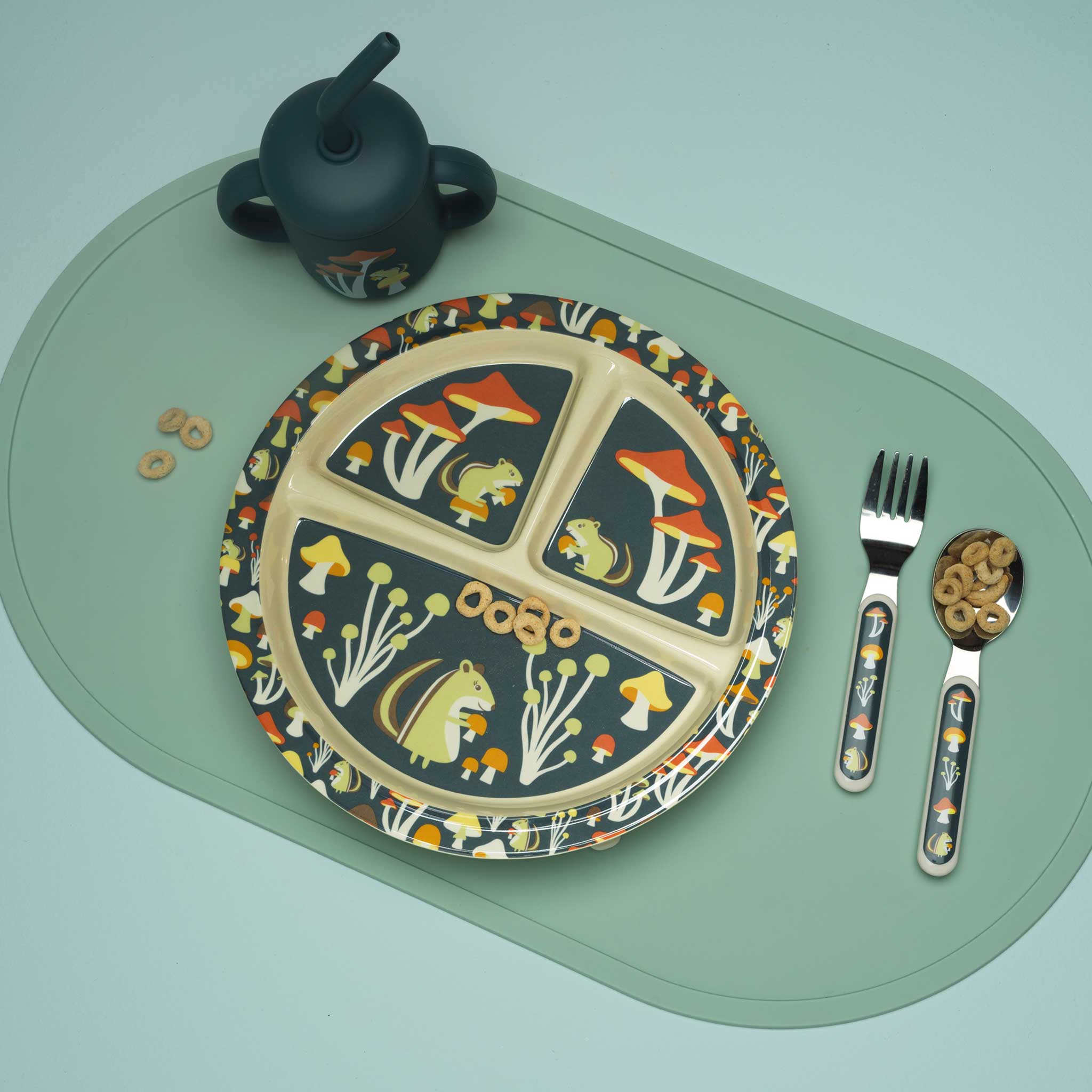 Divided Suction Plate (Mostly Mushrooms)