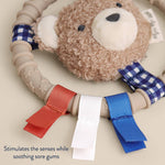 Teething Ring with Plush Character (Taupe Bear)