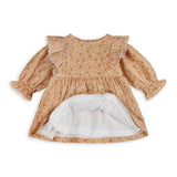 Floral Ruffle Organic Muslin Baby Dress & Bloomer (Mustard)