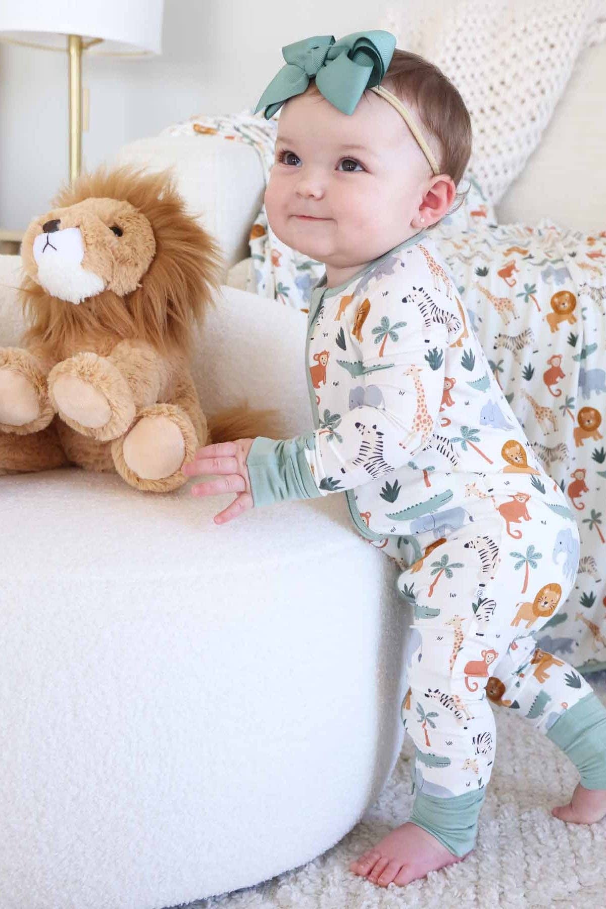Convertible Zip Romper (Safari Snuggles)