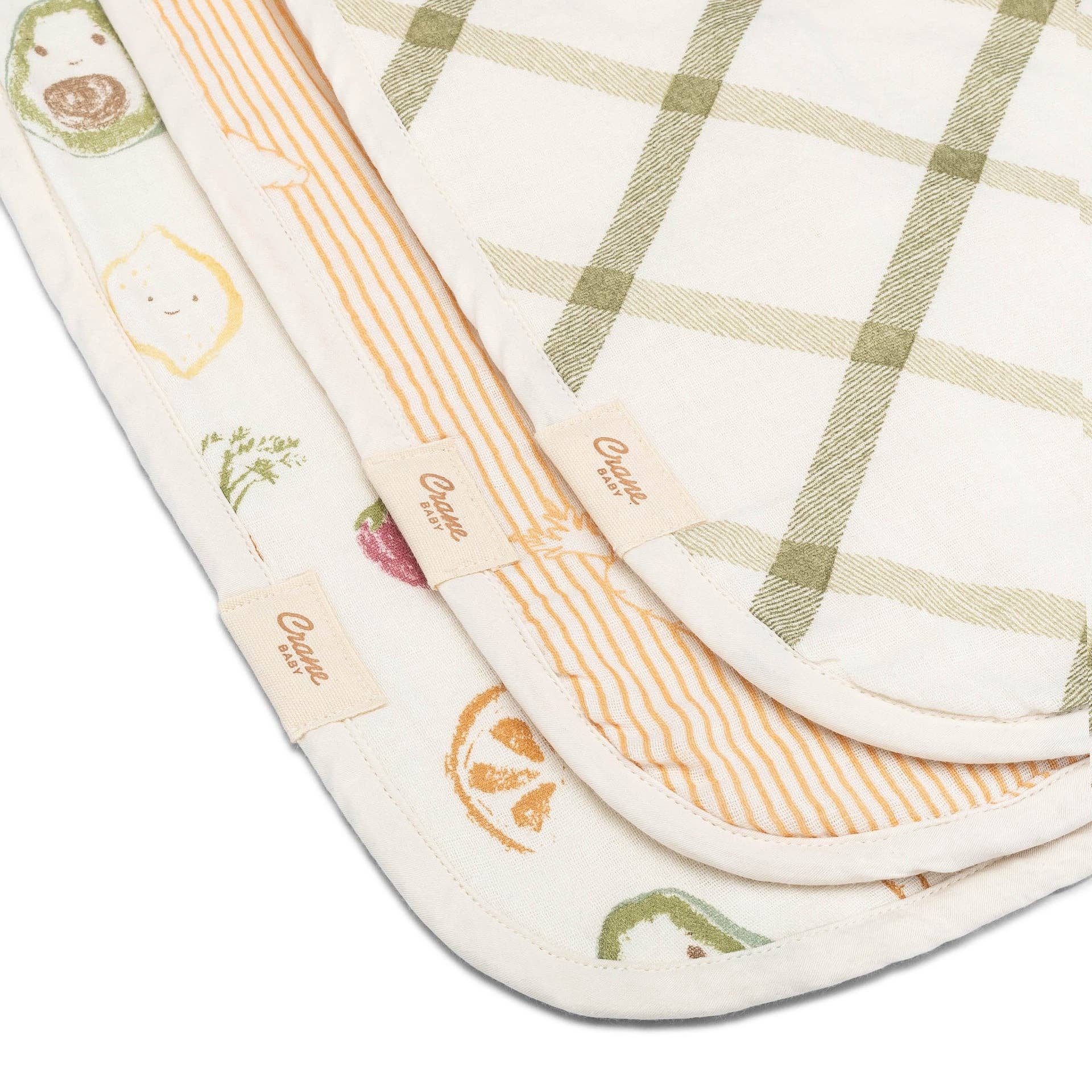 Burp Cloth Set (Clementine Fruits & Veggies)