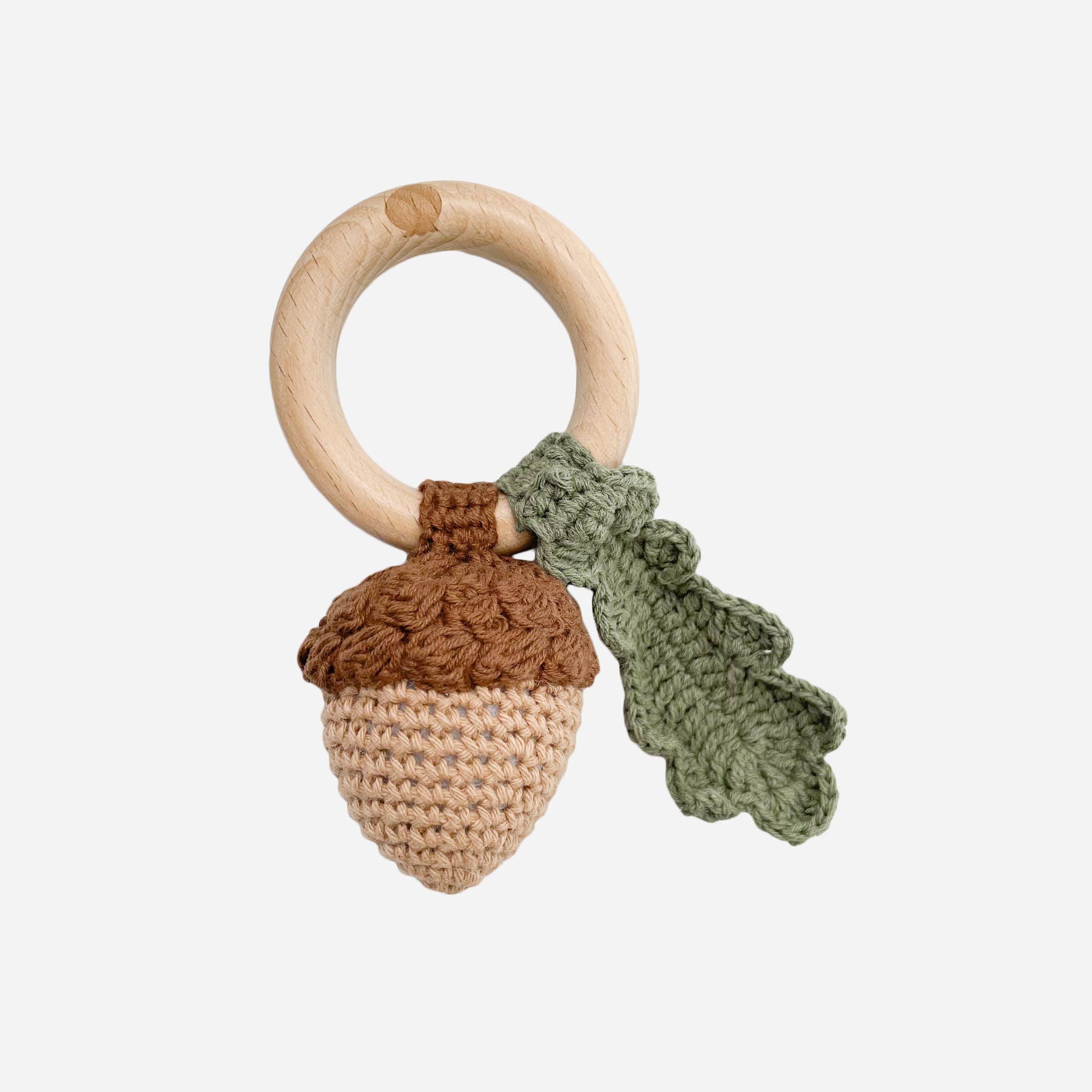 Teether Crochet Rattle (Acorn)