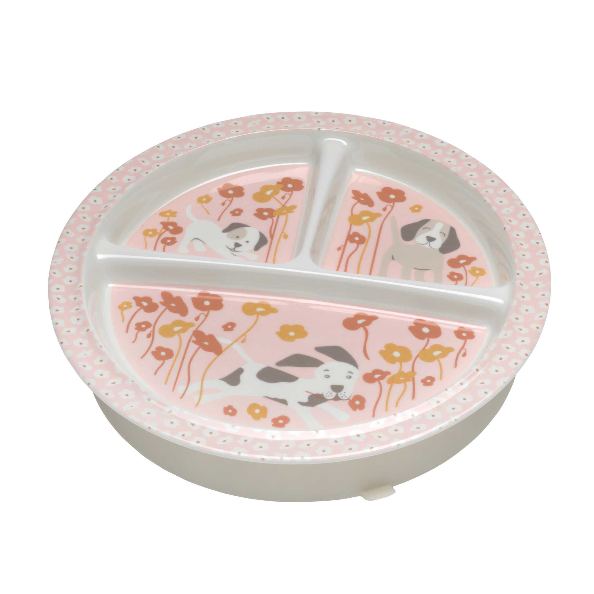 Divided Suction Plate (Puppies & Poppies)