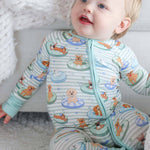 Convertible Zip Romper (Poolside Pups Blue)