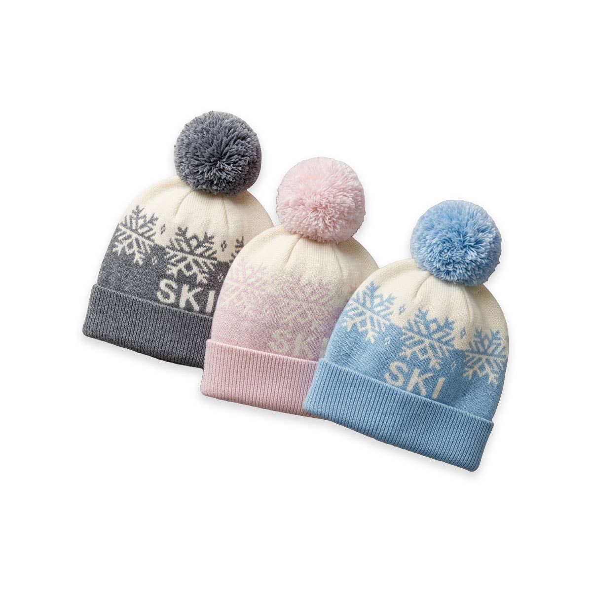 Ski Day Knit Beanie Hat (Mineral Blue)