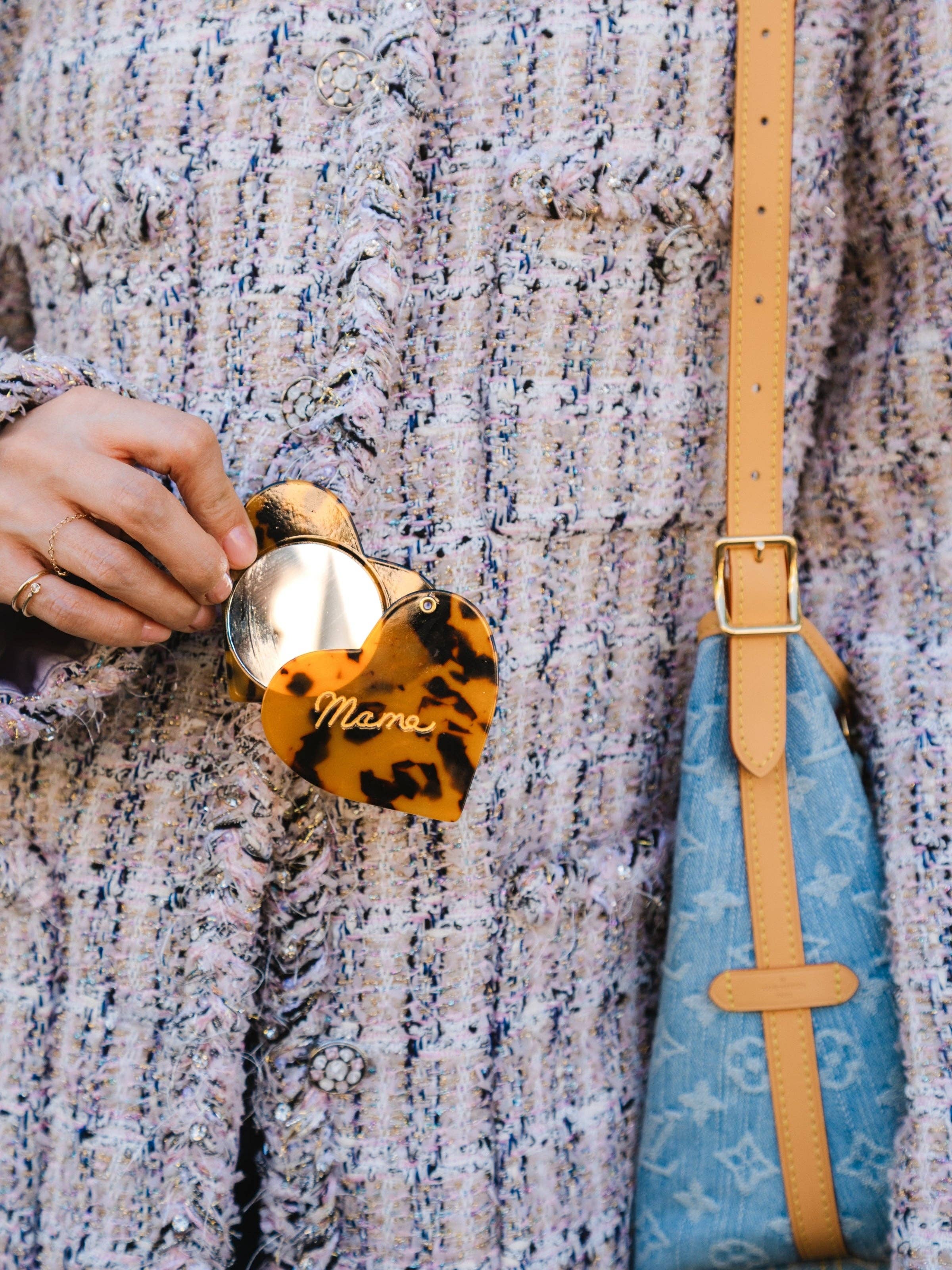 Mama Heart Compact Mirror (Tortoise)