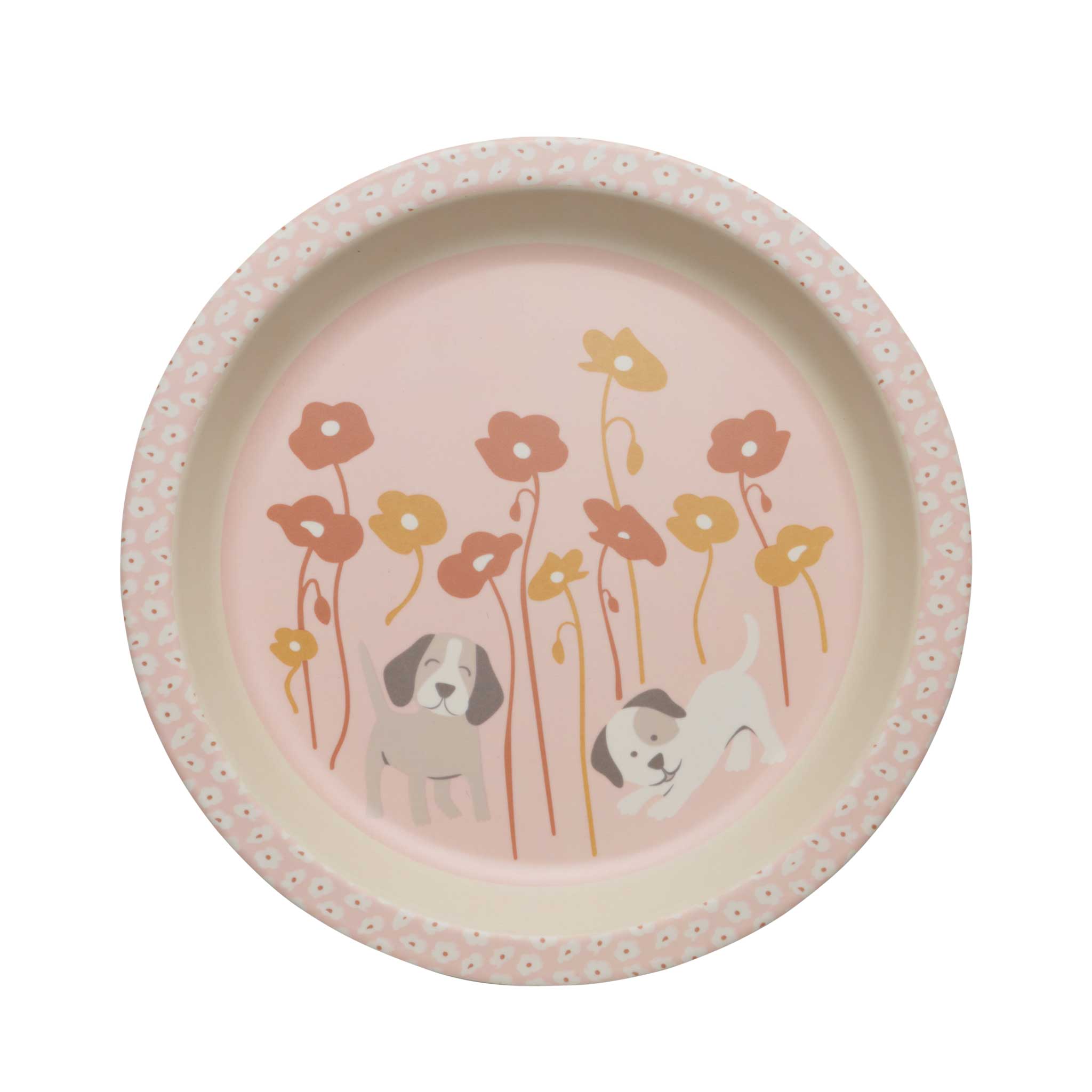 Bamboo Mini Plate (Puppies & Poppies)