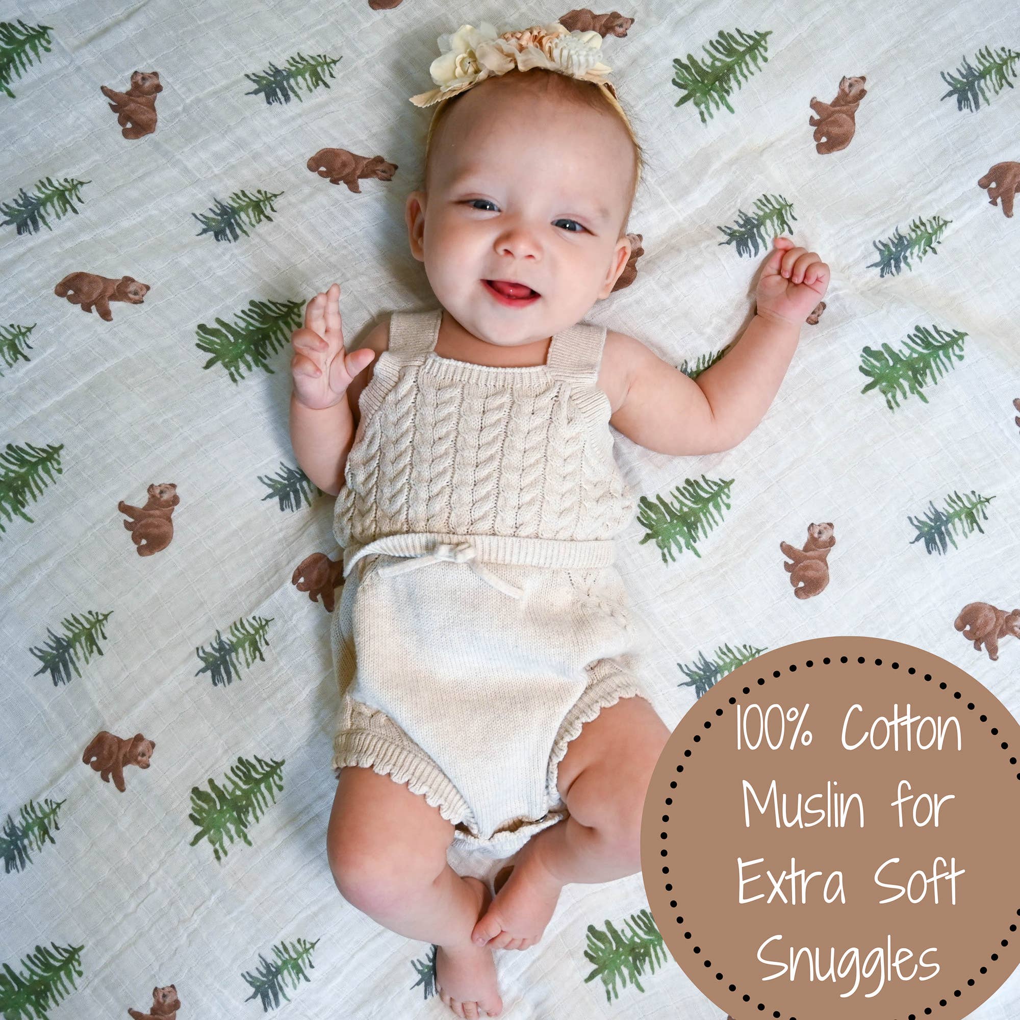 Muslin Swaddle Blanket (Baby Bear)