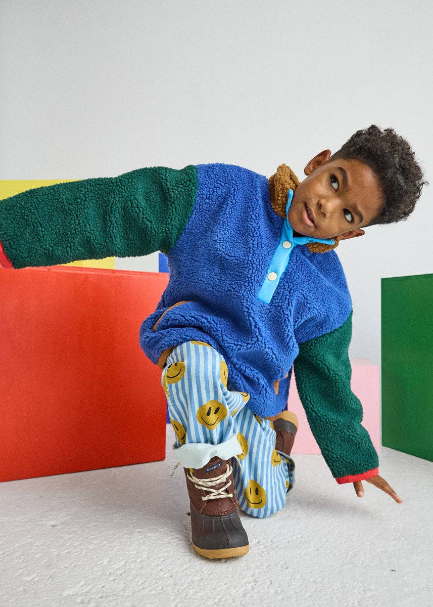 Color Block Fleece Pullover (Blue)