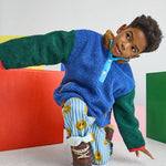 Color Block Fleece Pullover (Blue)