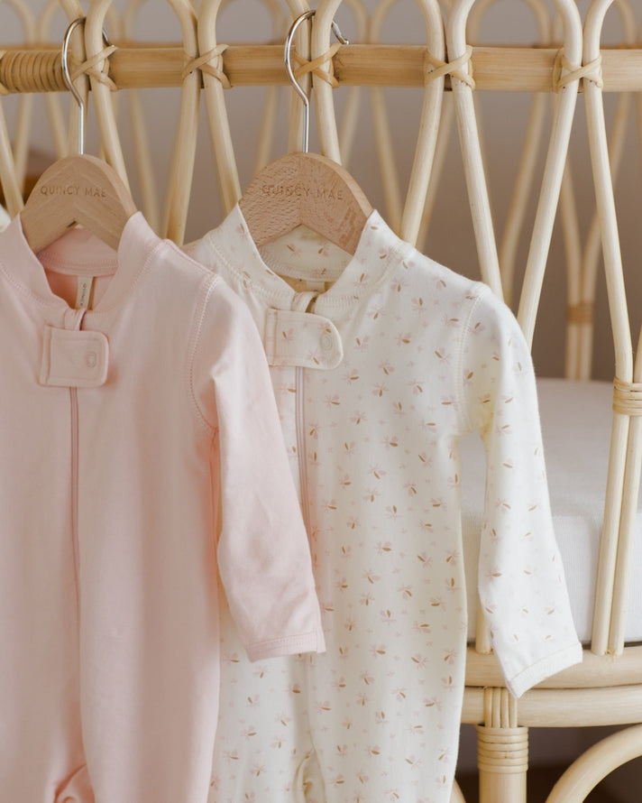 Zip Longsleeve Sleeper Footie (Fleur Ivory)