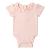 Organic Lace Collar Onesie & Tights Set (Blush)