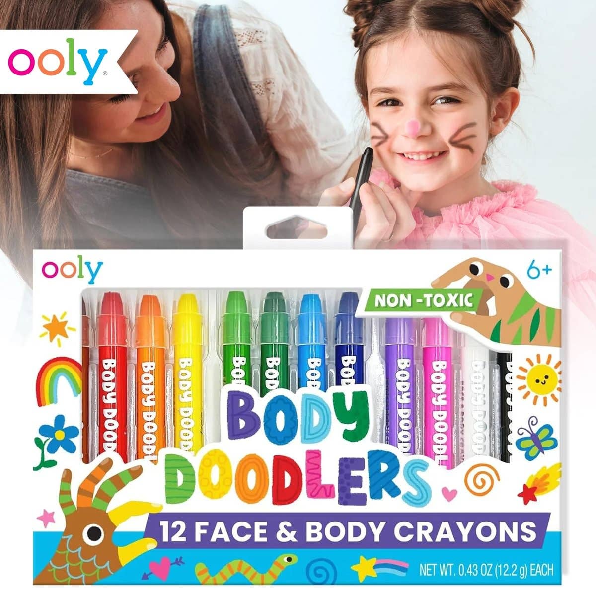 Body Doodlers Face & Body Crayons (Set of 12 Colors)