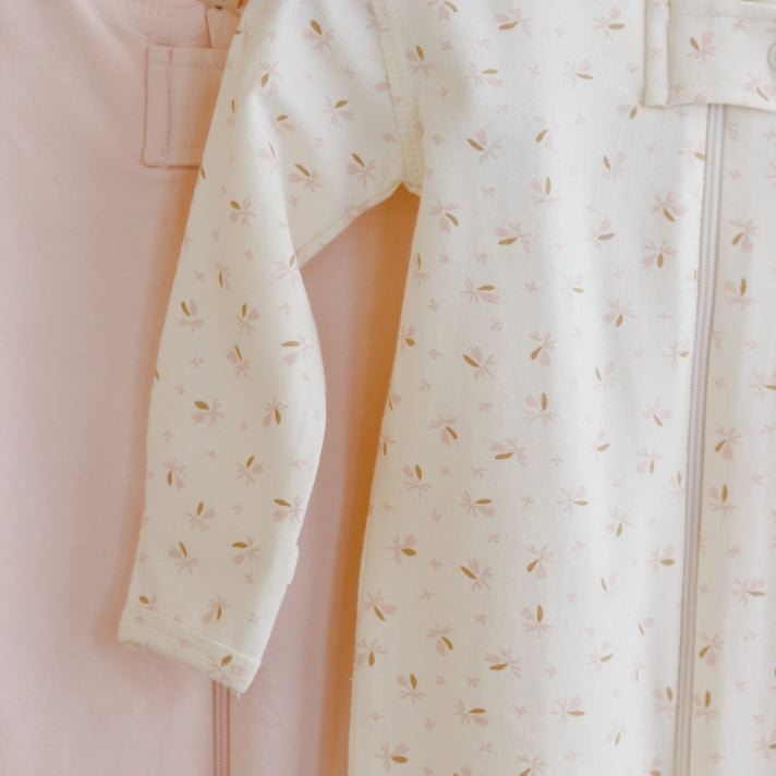Zip Longsleeve Sleeper Footie (Fleur Ivory)