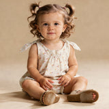 Organic Tie Shoulder Bubble Romper (Spring Weave)