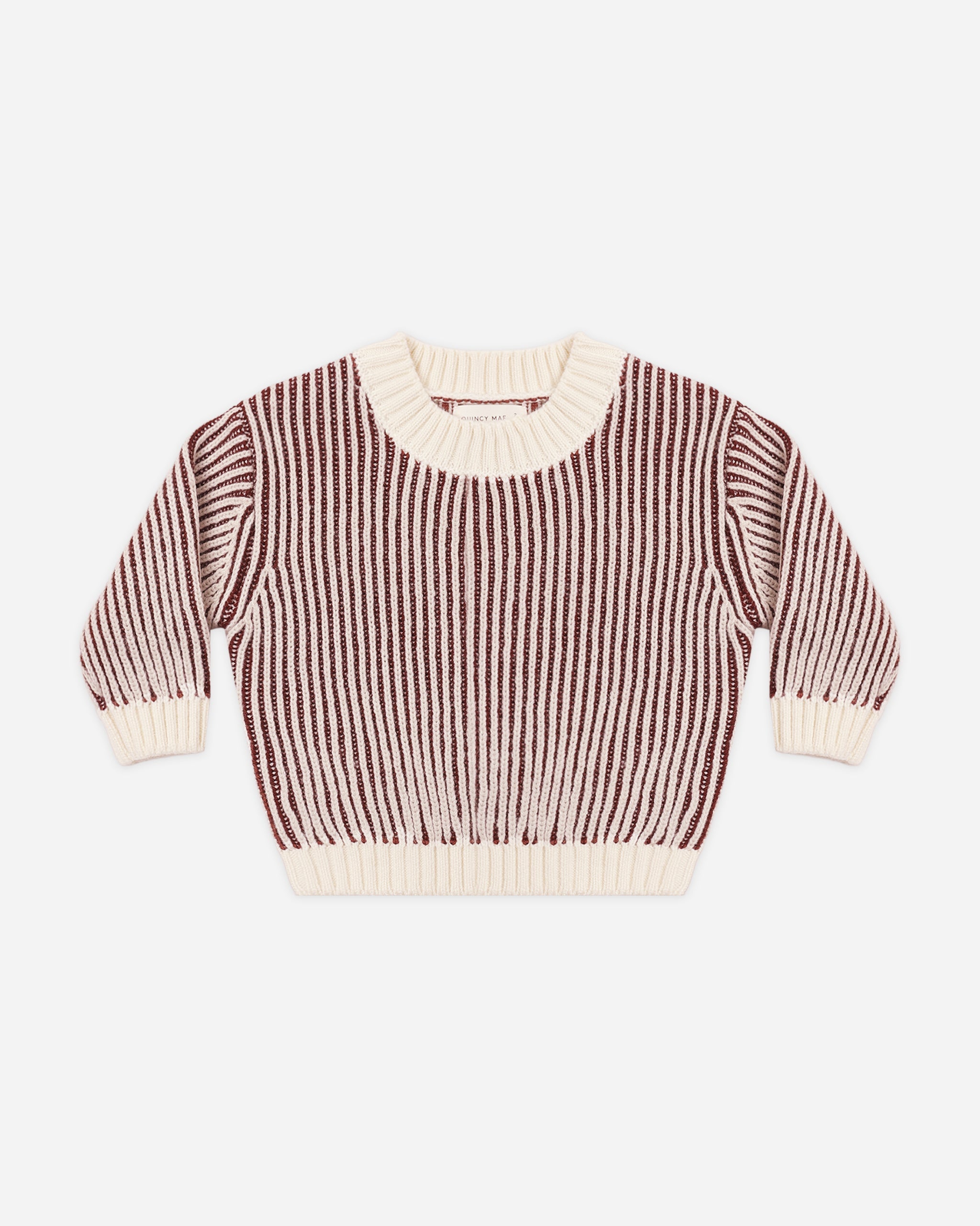 Relaxed Knit Sweater (Black Cherry Stripe)