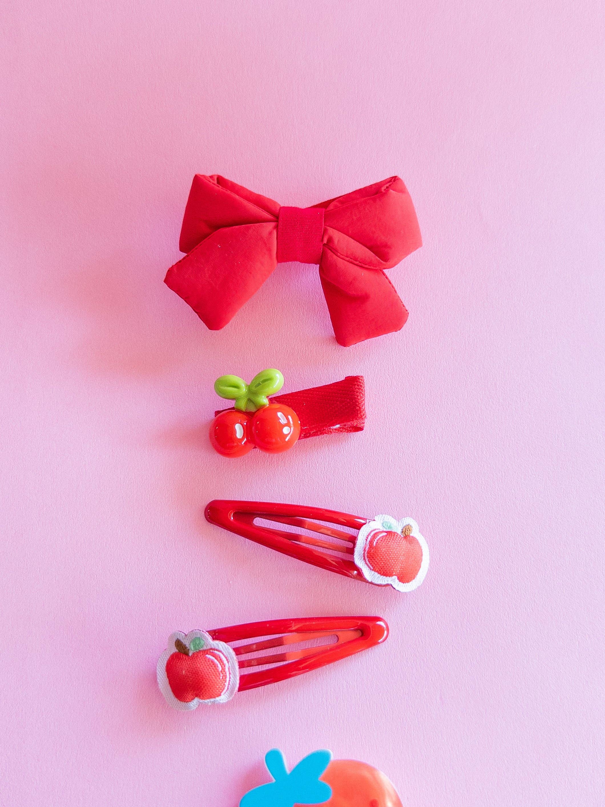 Puffy Bow Set (Strawberry)