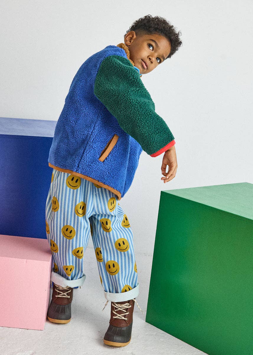 Color Block Fleece Pullover (Blue)