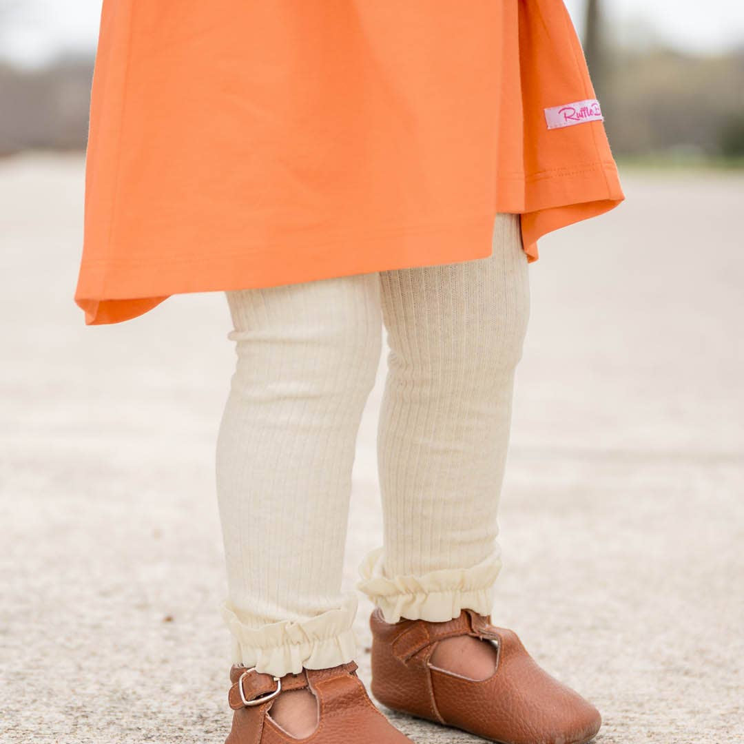 Knit Footless Ruffled Tights (Oatmeal)