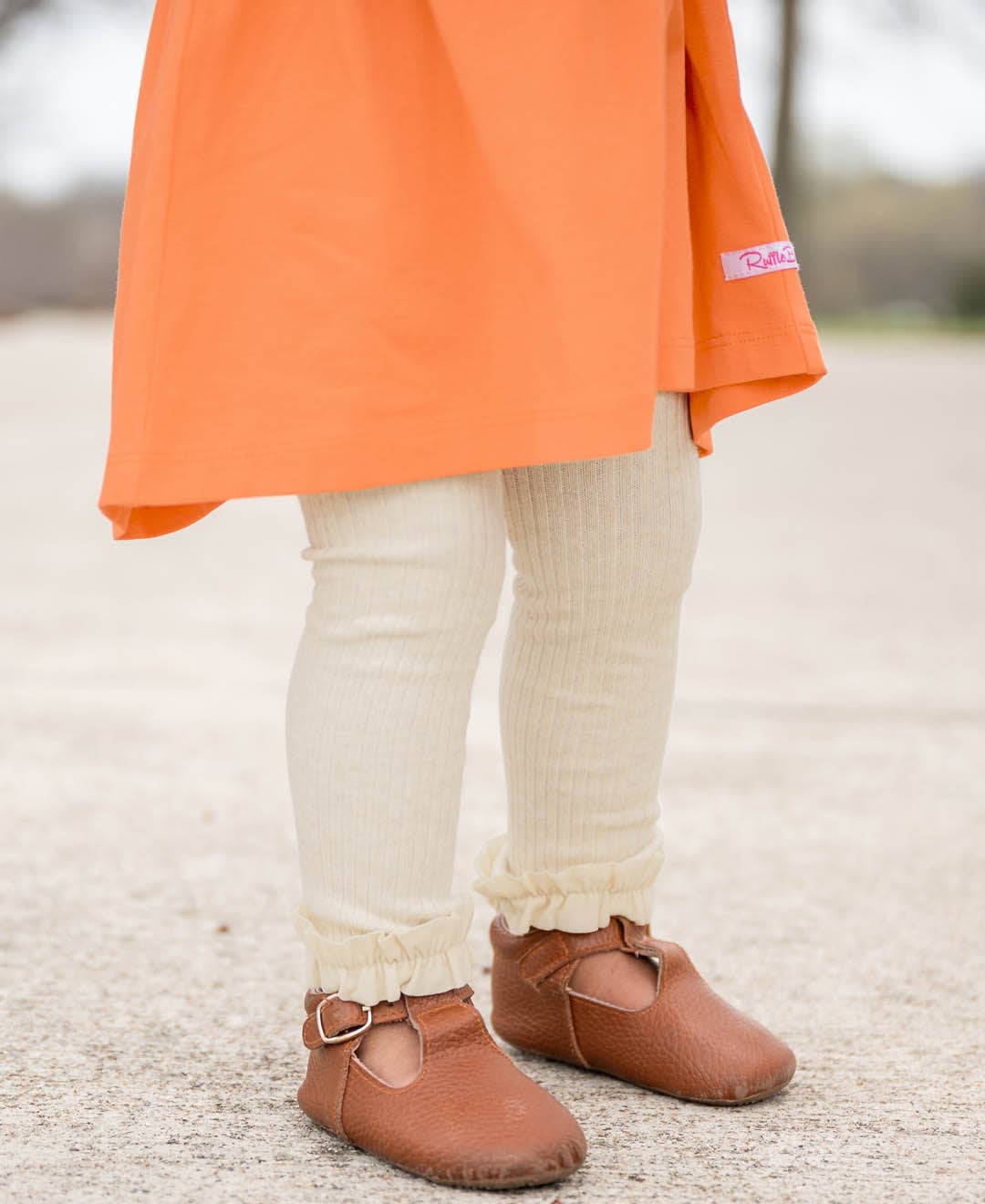 Knit Footless Ruffled Tights (Oatmeal)