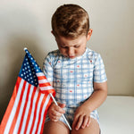 Short Sleeve Bamboo Pajamas (Stars Gingham)