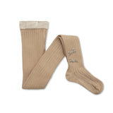 Capucine Ribbed Tights with Velvet Bows (Sable)