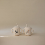 Silicone Training Cup + Straw (Whales)