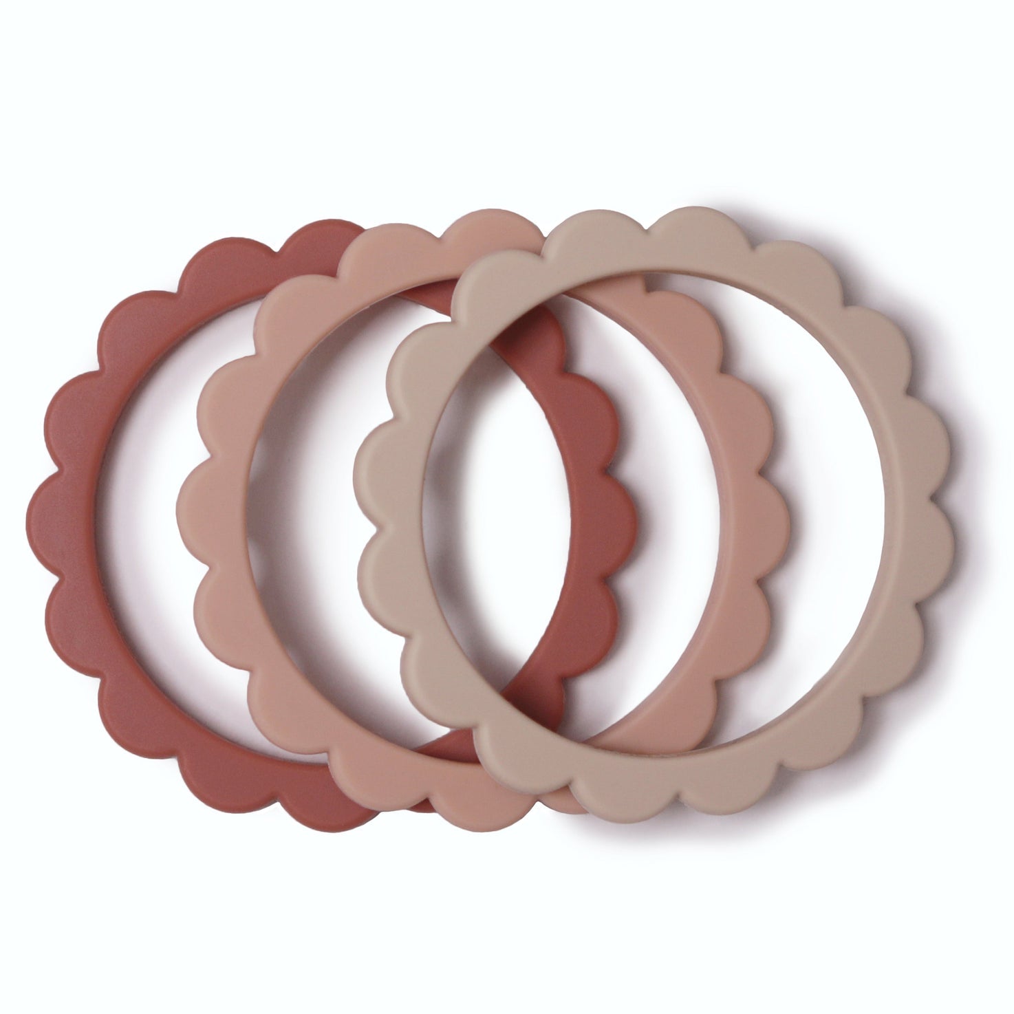 Flower Teething Bracelet 3-Pack (Rose/Blush/Shifting Sand)