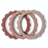 Flower Teething Bracelet 3-Pack (Rose/Blush/Shifting Sand)