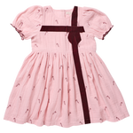 Girls Liliana Dress (Pink Velvet Bow)
