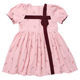 Girls Liliana Dress (Pink Velvet Bow)