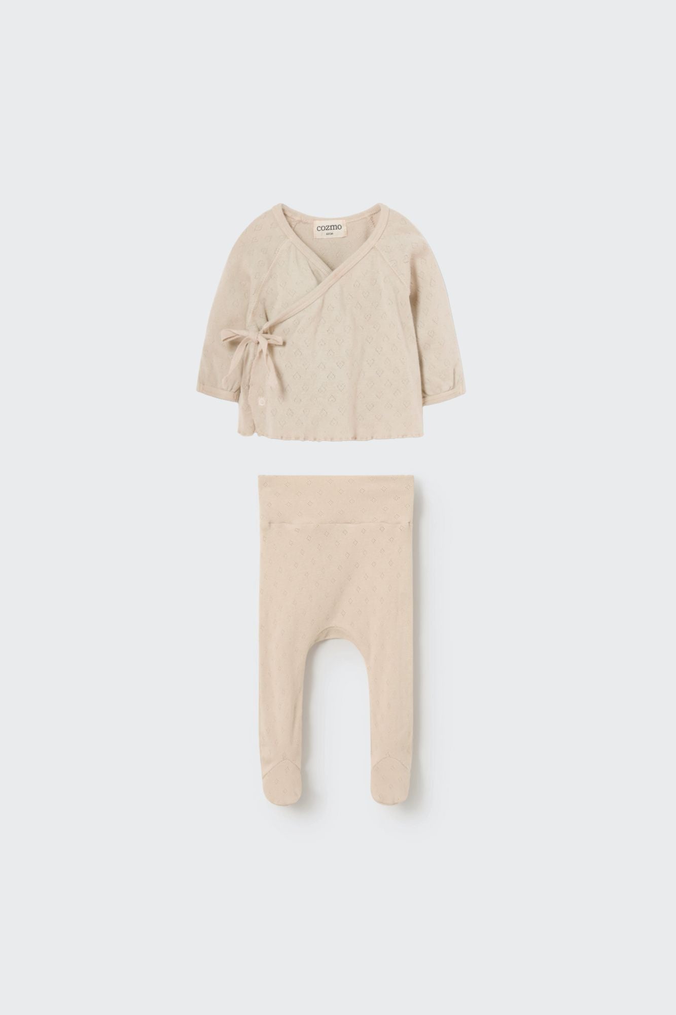Organic Jacquard Newborn Footed Set (Ecru)