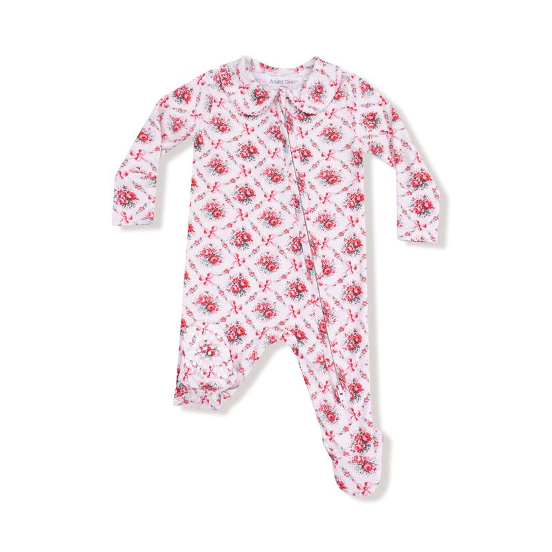 Peter Pan Two Way Zipper Footie (Rose Bow Lattice)