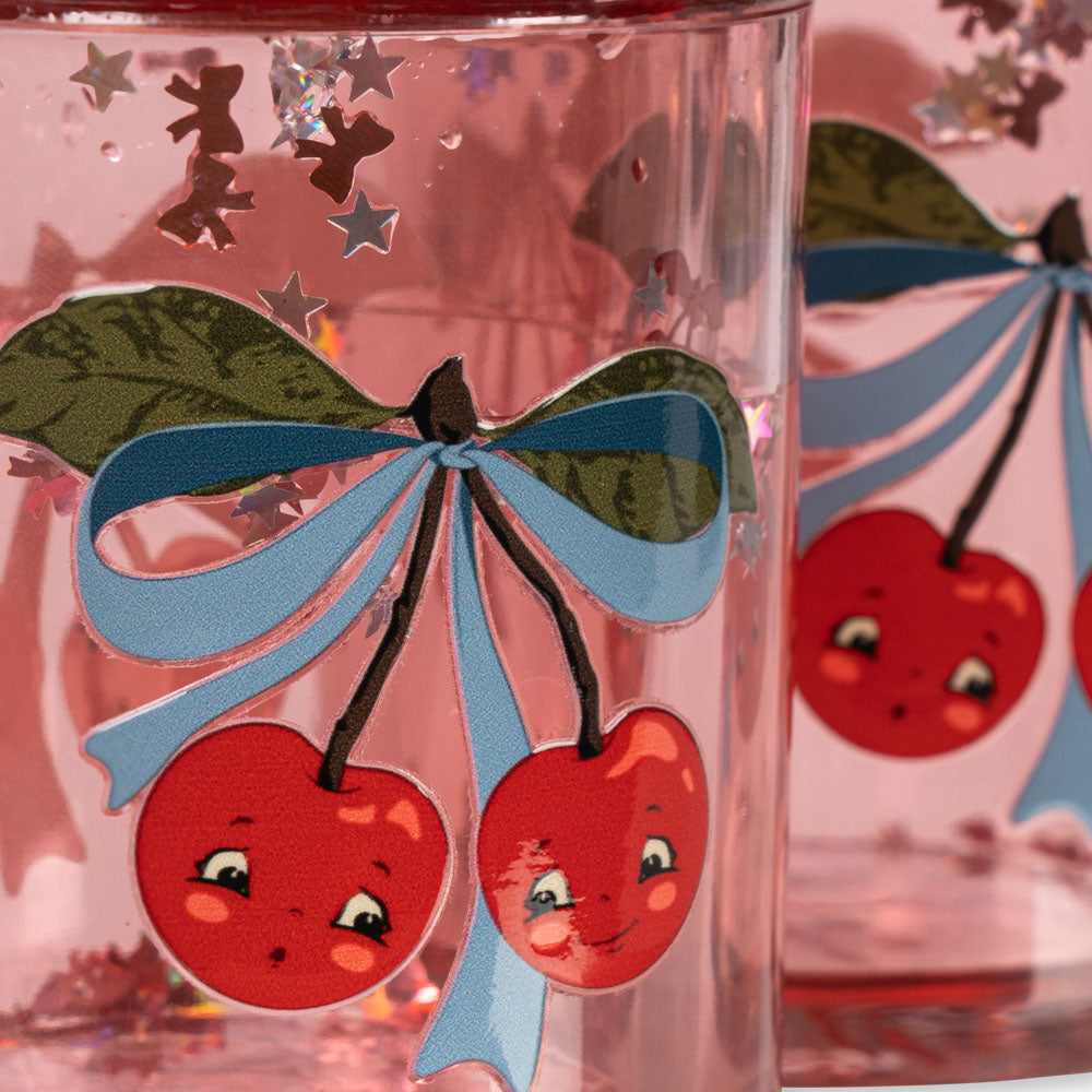 2 Pack Glitter Cups (Cherry Bow)