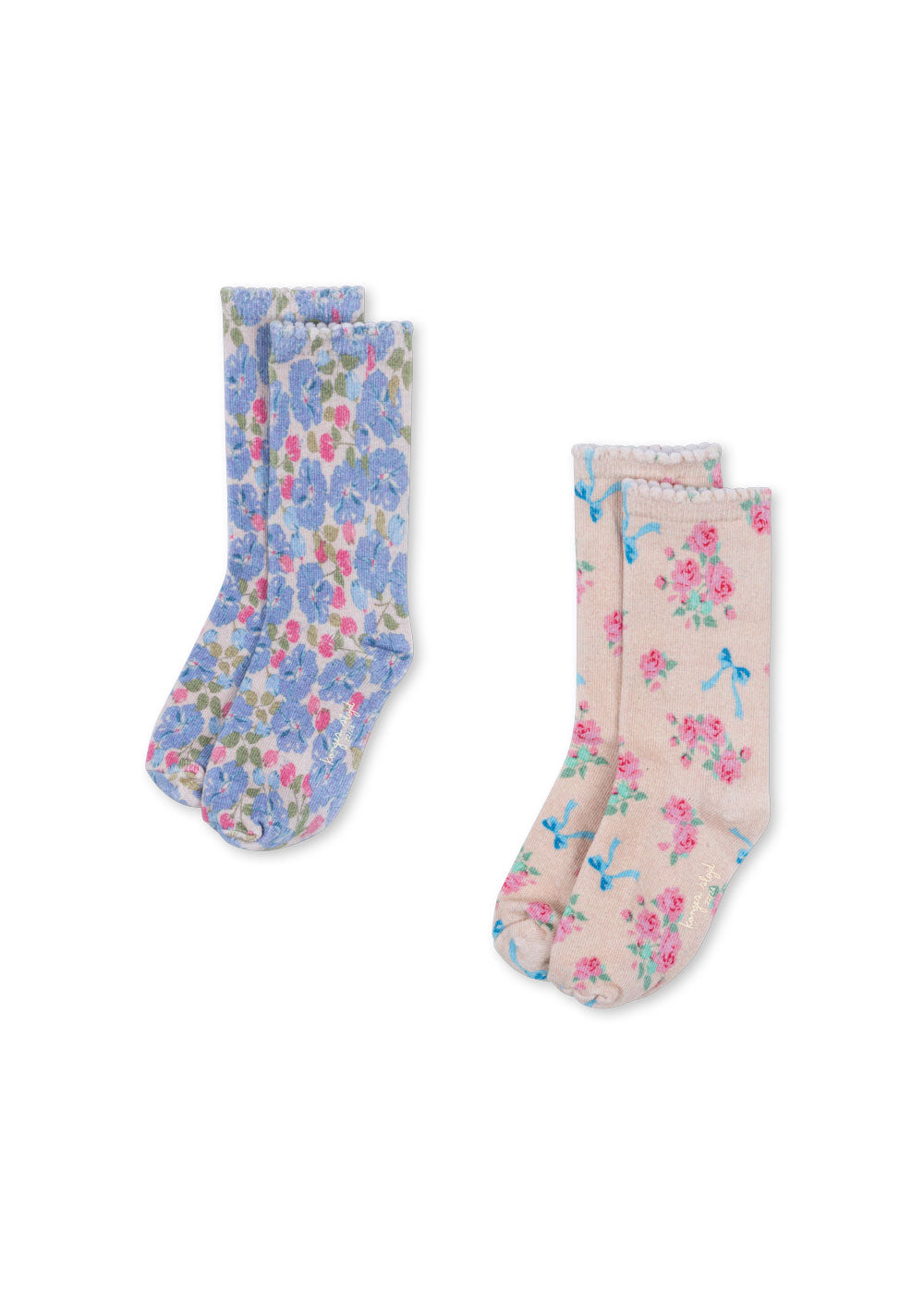 Two Pack Fine Jacquard Socks (Blue Mix)