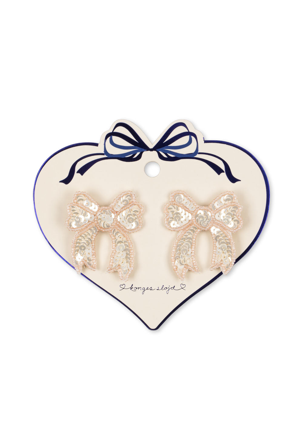 2 Pack Sequin Bow Hair Clip (Cameo Rose)