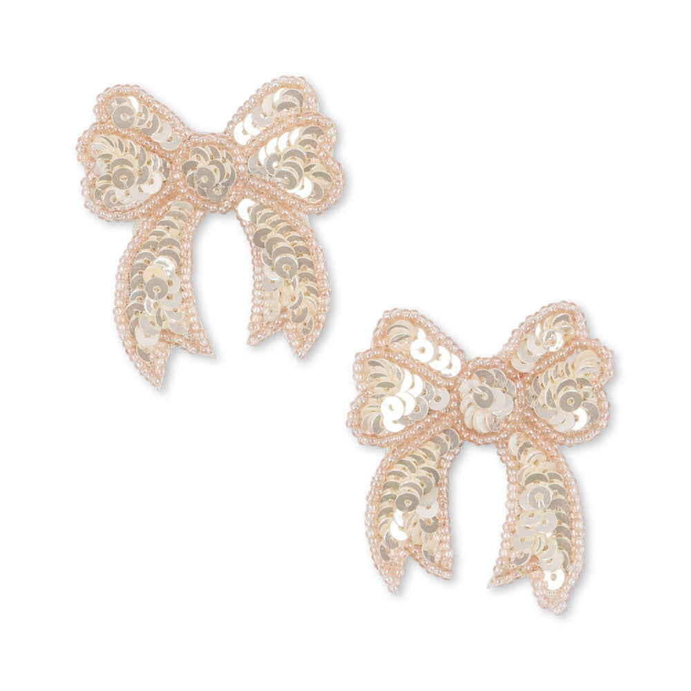 2 Pack Sequin Bow Hair Clip (Cameo Rose)