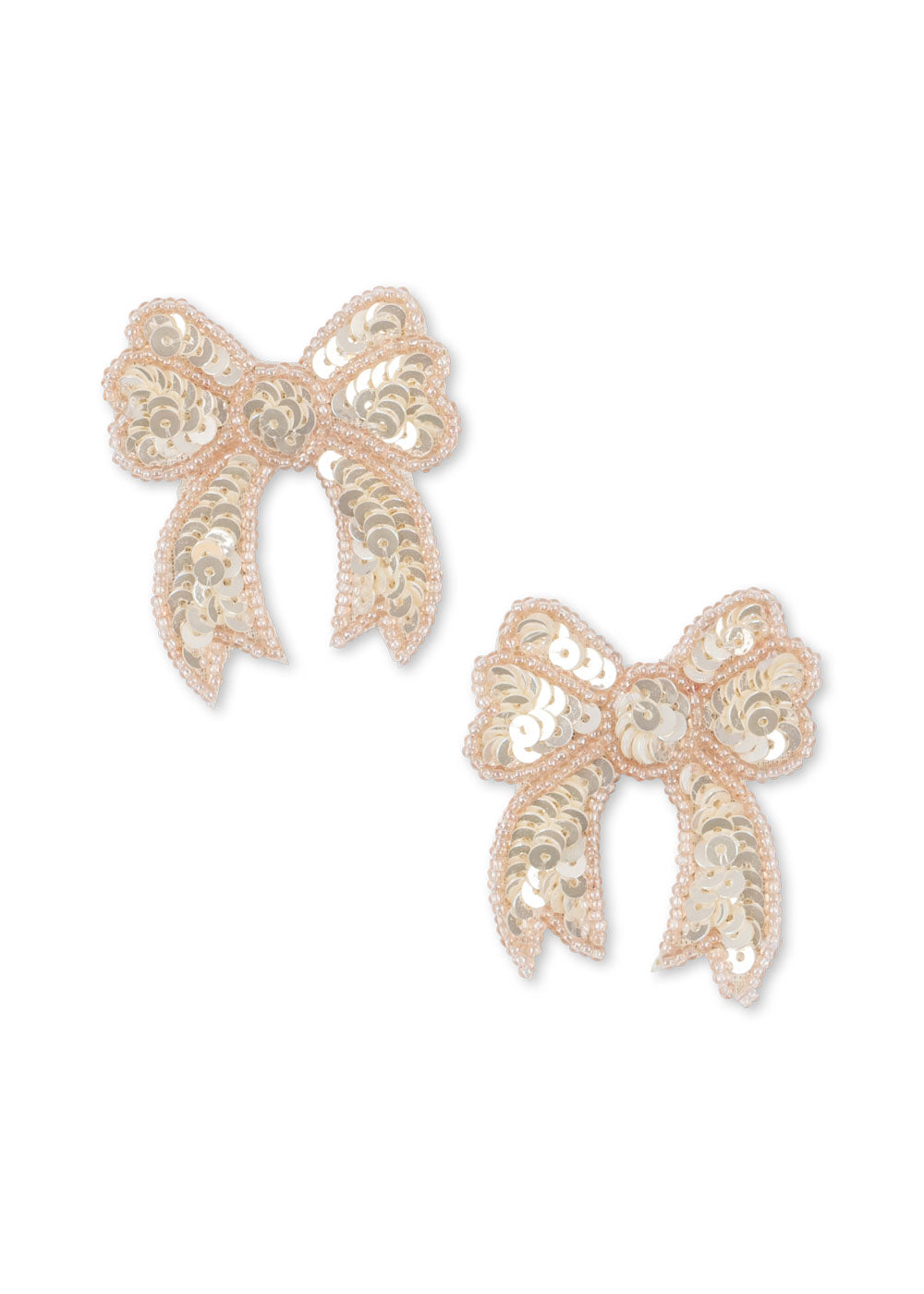 2 Pack Sequin Bow Hair Clip (Cameo Rose)