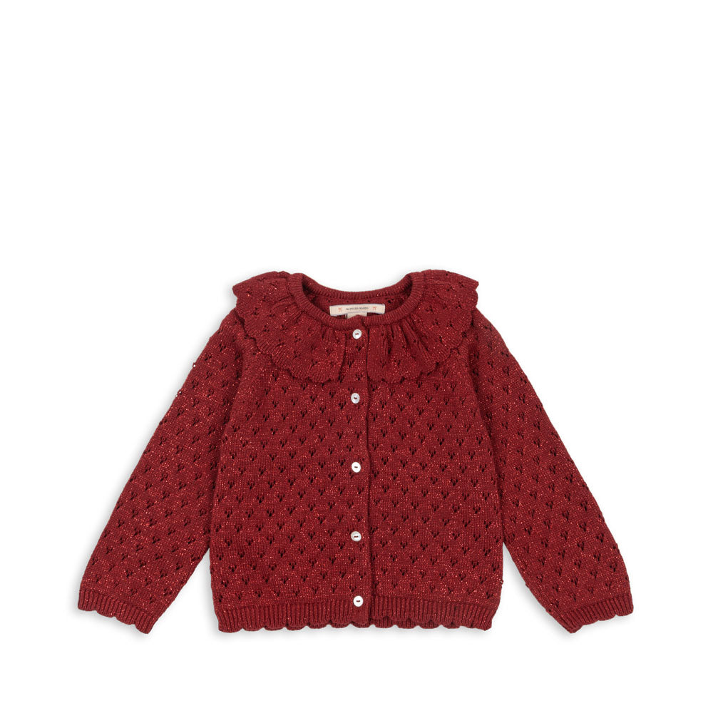 Knit Sparkle Cardigan (Red Dahlia)