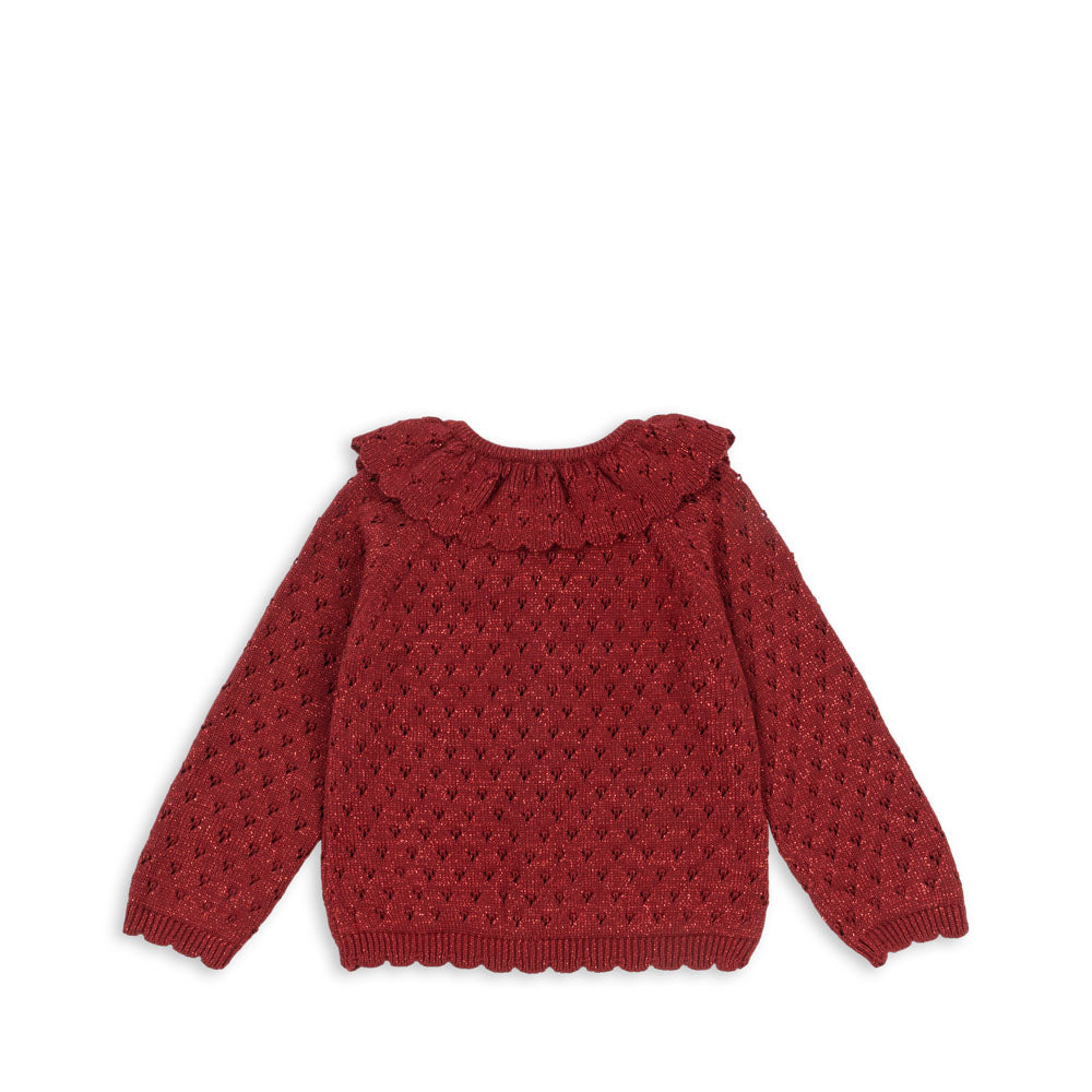 Knit Sparkle Cardigan (Red Dahlia)