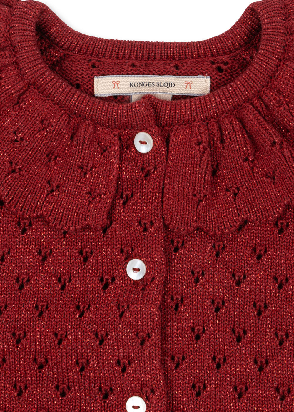 Knit Sparkle Cardigan (Red Dahlia)